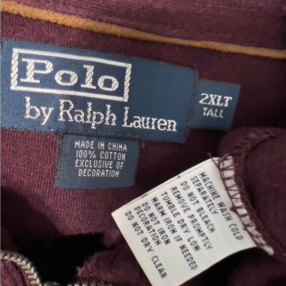 POLO RALPH LAUREN sweatshirt half zipper pullover 2XLT maroon cotton casual - Picture 5 of 5